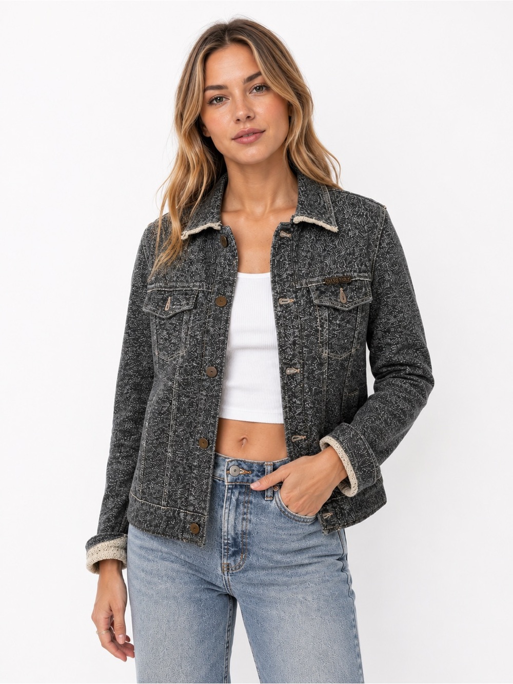 Diesel Co. Vintage-Style Textured Denim Jacket | Workwear Utility